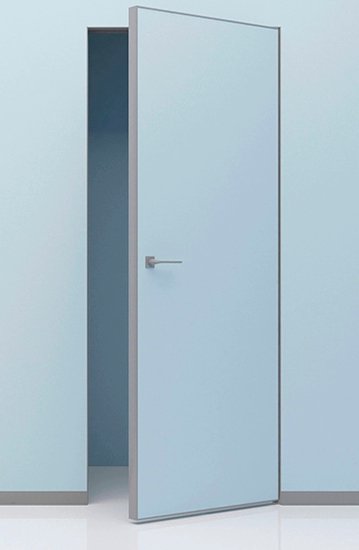 Міжкімнатні двері прихованого монтажу Korfad модель Invisio-01 з алюмінієвої кромкою, Під фарбування, Під фарбування