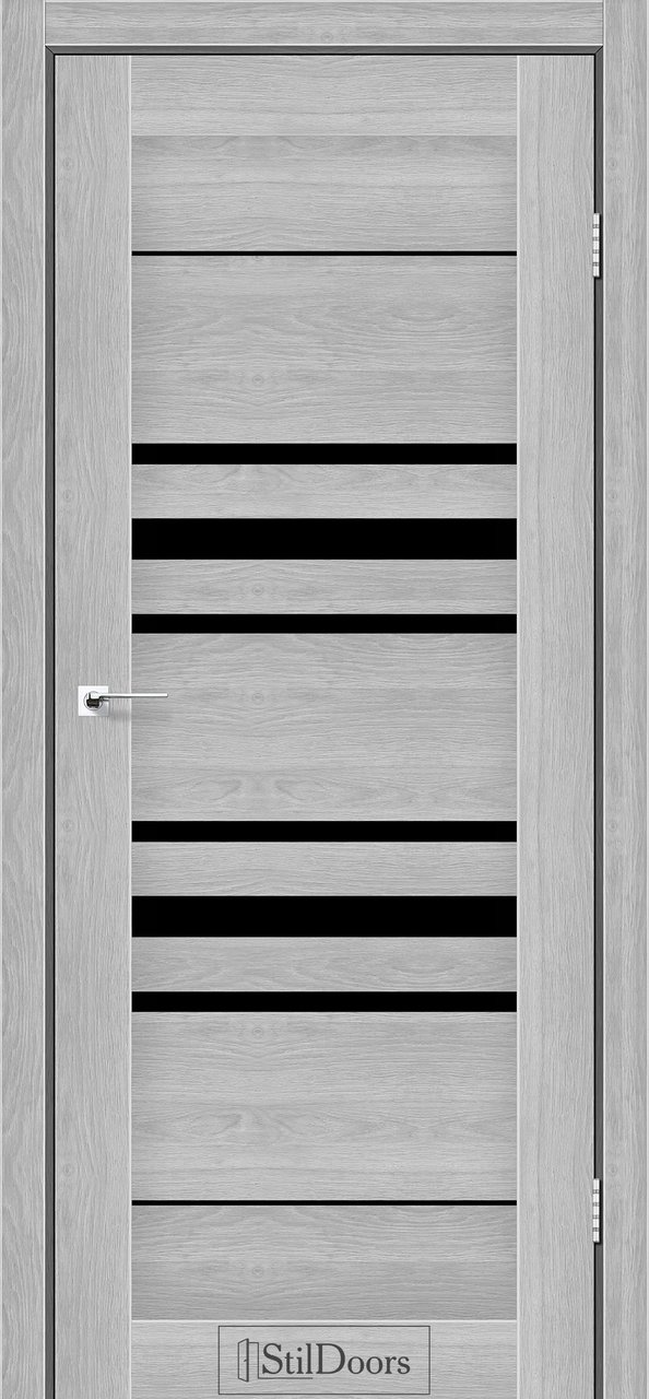 Міжкімнатні двері StilDoors De Luxe модель Tokyo, Дуб сріблястий, Сатин білий, Дуб сріблястий