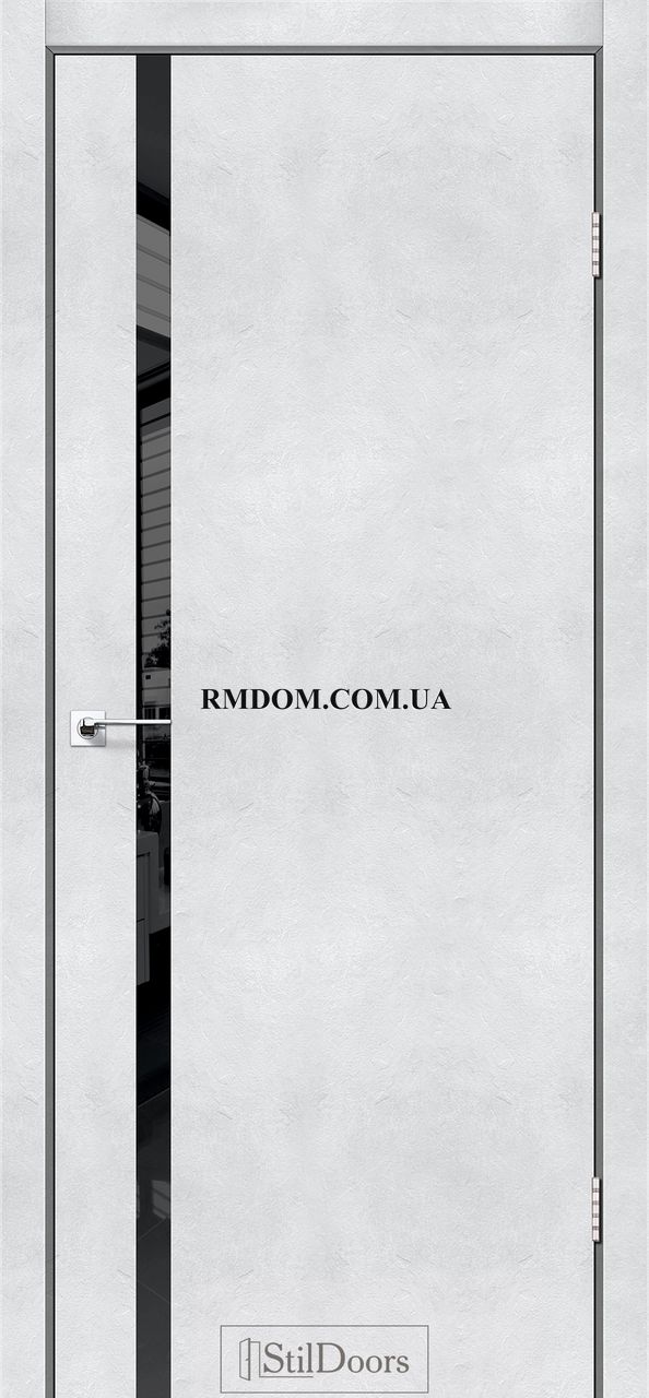 Міжкімнатні двері StilDoors модель Loft Glass, Бетон світлий, Чорний, У колір полотна, Бетон світлий