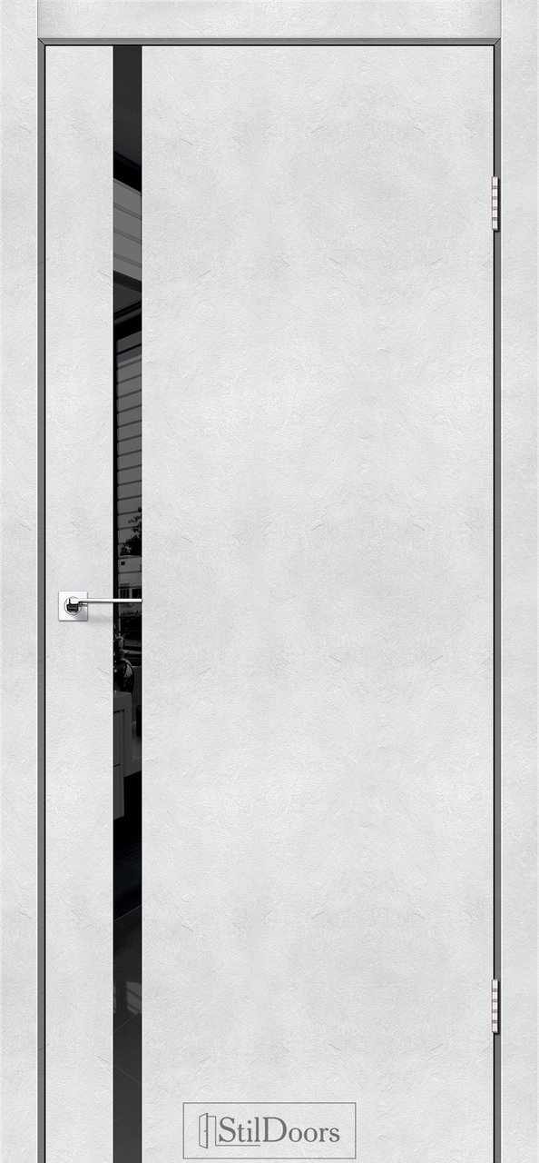 Міжкімнатні двері StilDoors модель Loft Glass, Бетон світлий, Чорний, У колір полотна