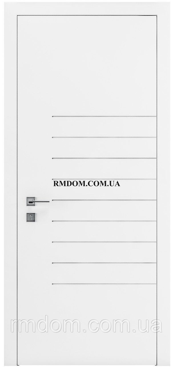 Міжкімнатні двері Rodos колекція Cortes модель Prima 3, Білий матовий, Білий матовий