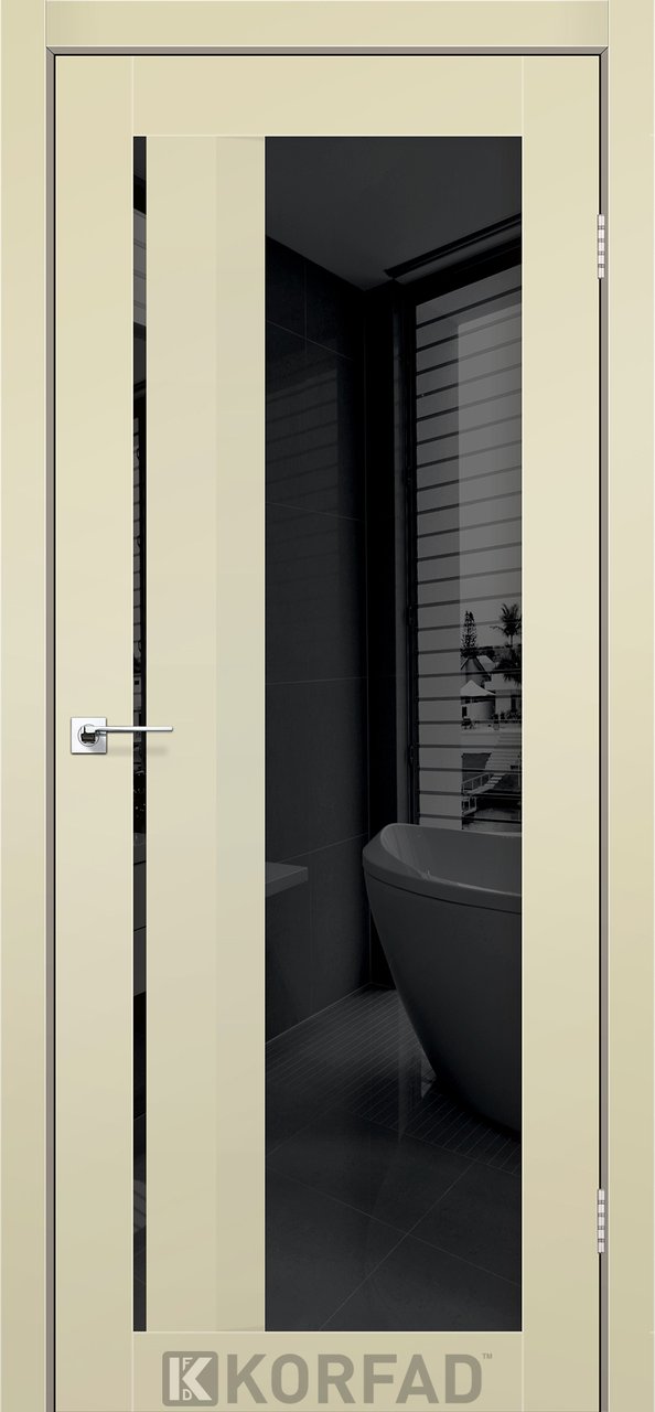 Міжкімнатні двері Korfad модель Aliano AL-06, Super PET магнолія, Чорний, У колір полотна, Super PET магнолія