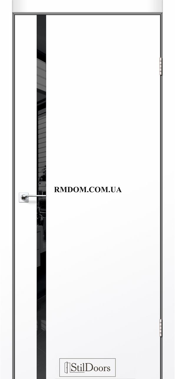 Міжкімнатні двері StilDoors модель Loft Glass, Білий матовий, Чорний, У колір полотна, Білий матовий