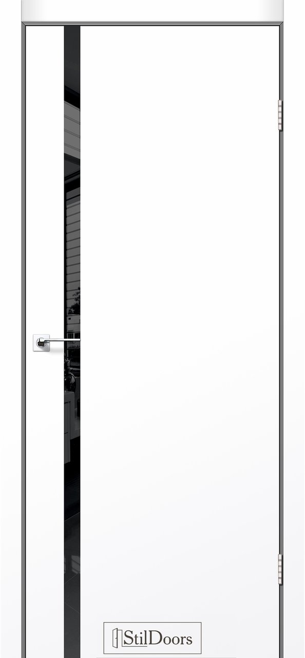 Міжкімнатні двері StilDoors модель Loft Glass, Білий матовий, Чорний, У колір полотна, Білий матовий