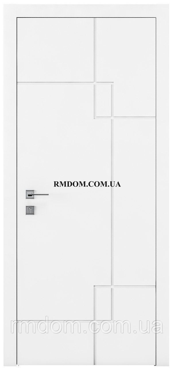 Міжкімнатні двері Rodos колекція Cortes модель Prima 6, Білий матовий, Білий матовий