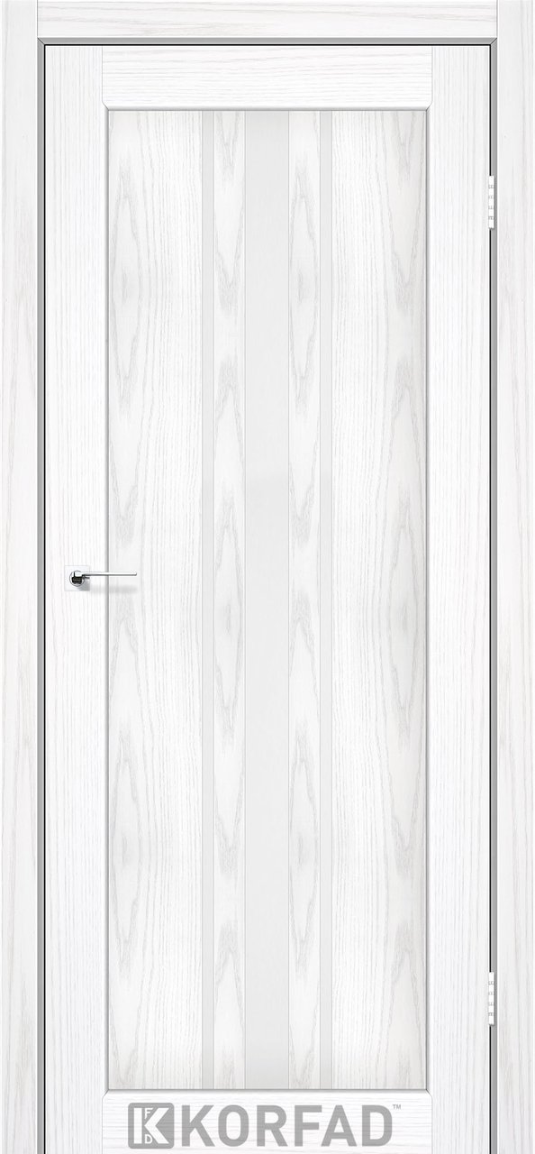 Міжкімнатні двері Korfad модель Florence FL-03, Біла модрина, Сатин білий, У колір полотна, Біла модрина