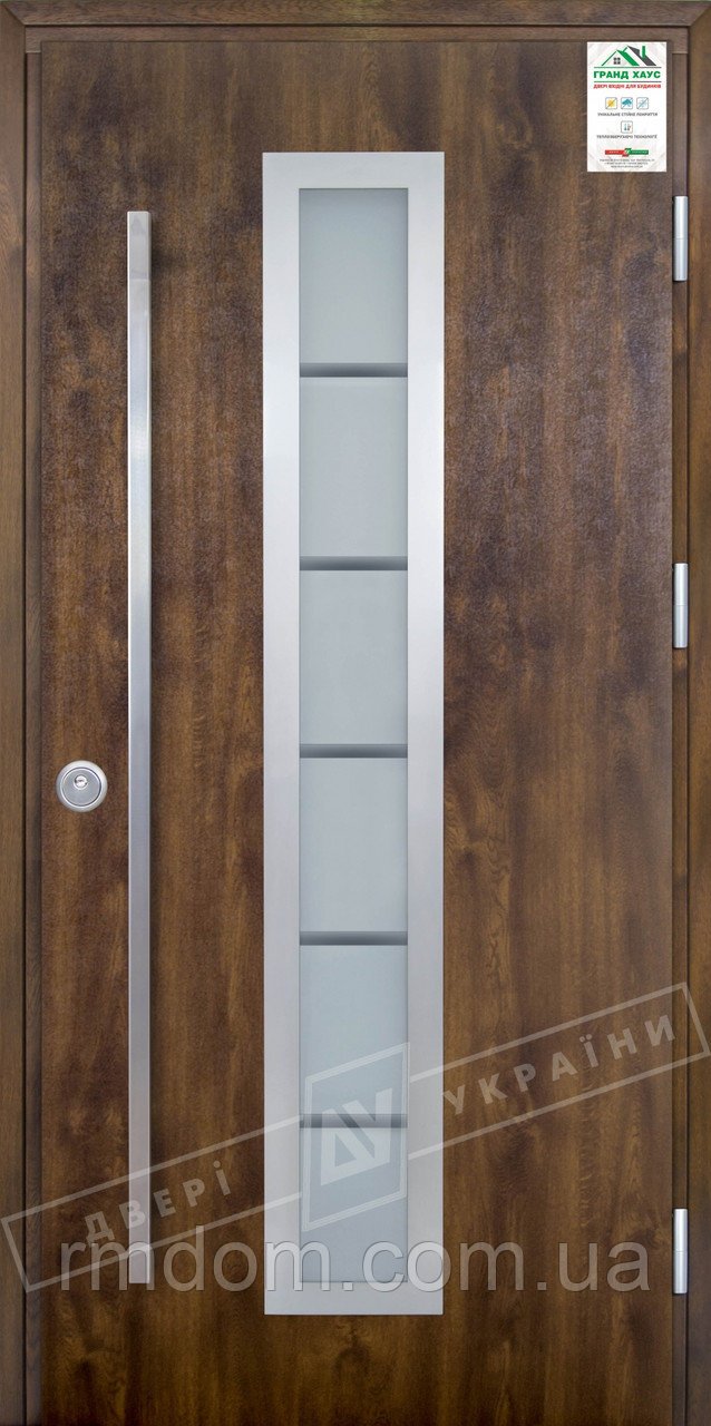 Вхідні двері ТМ Двері України серія GRAND HOUSE 73 mm ручка-труба модель № 1