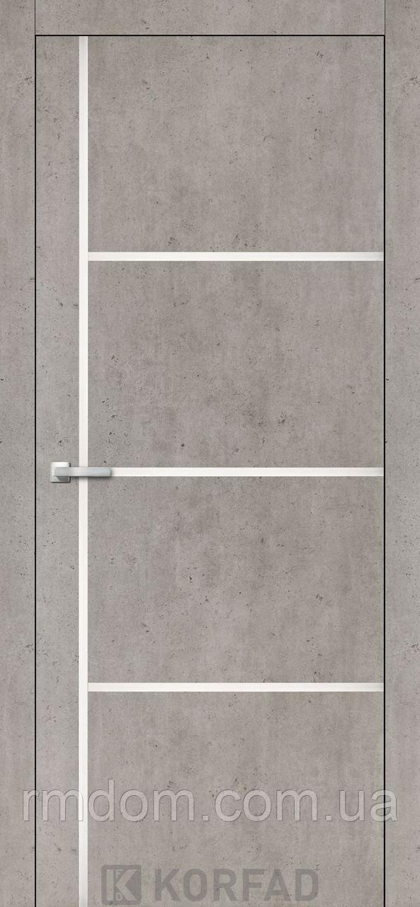 Межкомнатные двери Korfad Aluminium Loft Plato-08, Лайт бетон, Бронзовый, В цвет полотна