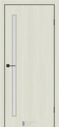 Міжкімнатні двері КФД Shield Line Glass-01, Шимо ваніль, Сатин білий, Шимо ваніль