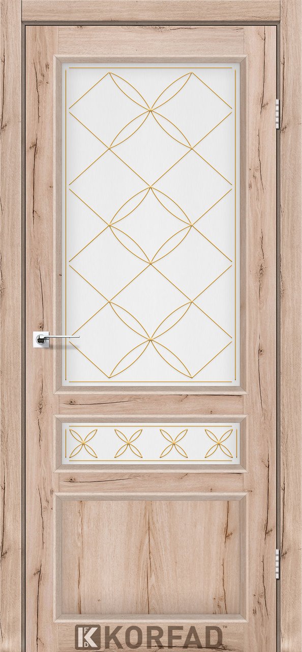 Міжкімнатні двері Korfad Classico-05, Дуб тобако, Сатин білий, Дуб тобако