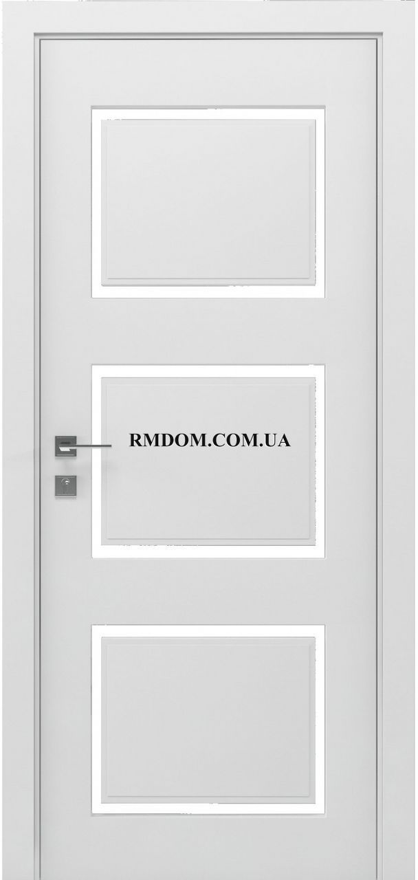 Міжкімнатні двері Rodos колекція Cortes модель Dolce 3, Білий матовий, Сатин білий, Білий матовий
