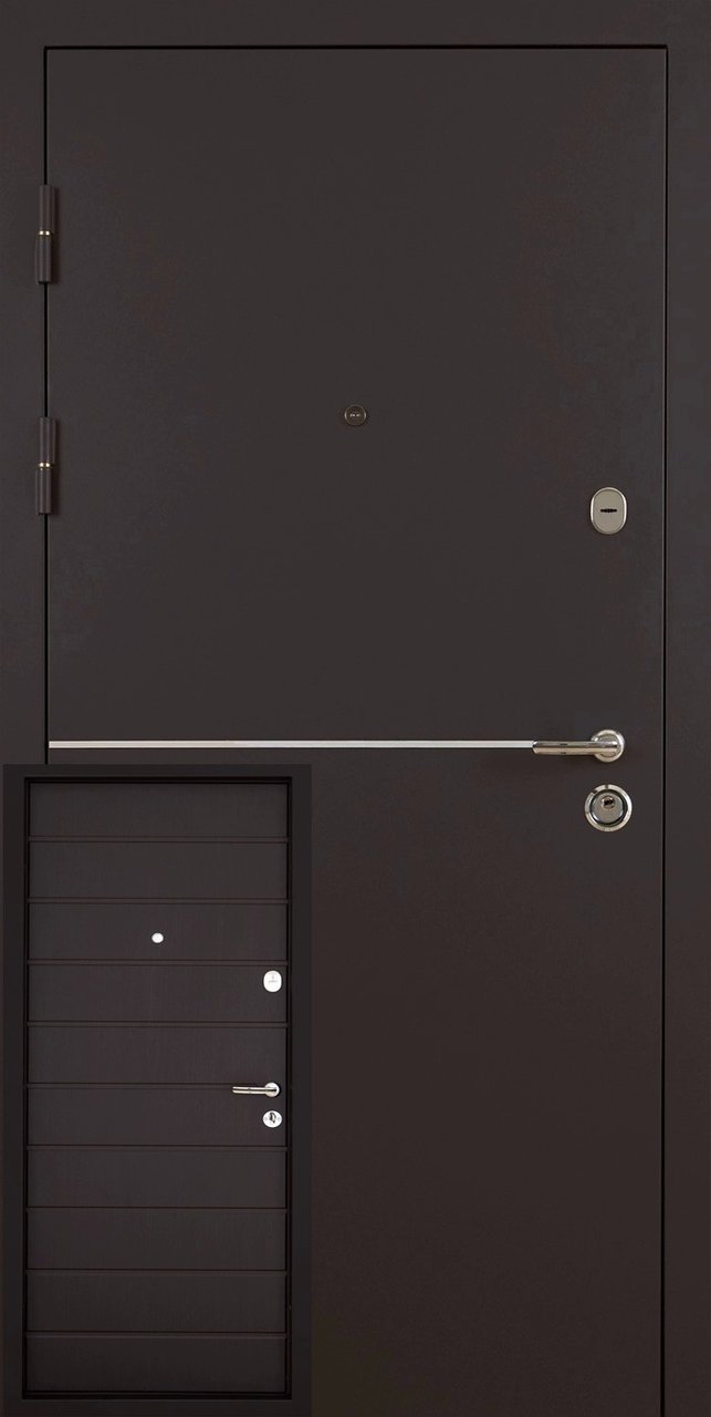 Вхідні двері Abwehr серія Defender модель Solid 76 (RAL 8019), 2050*860, Ліве