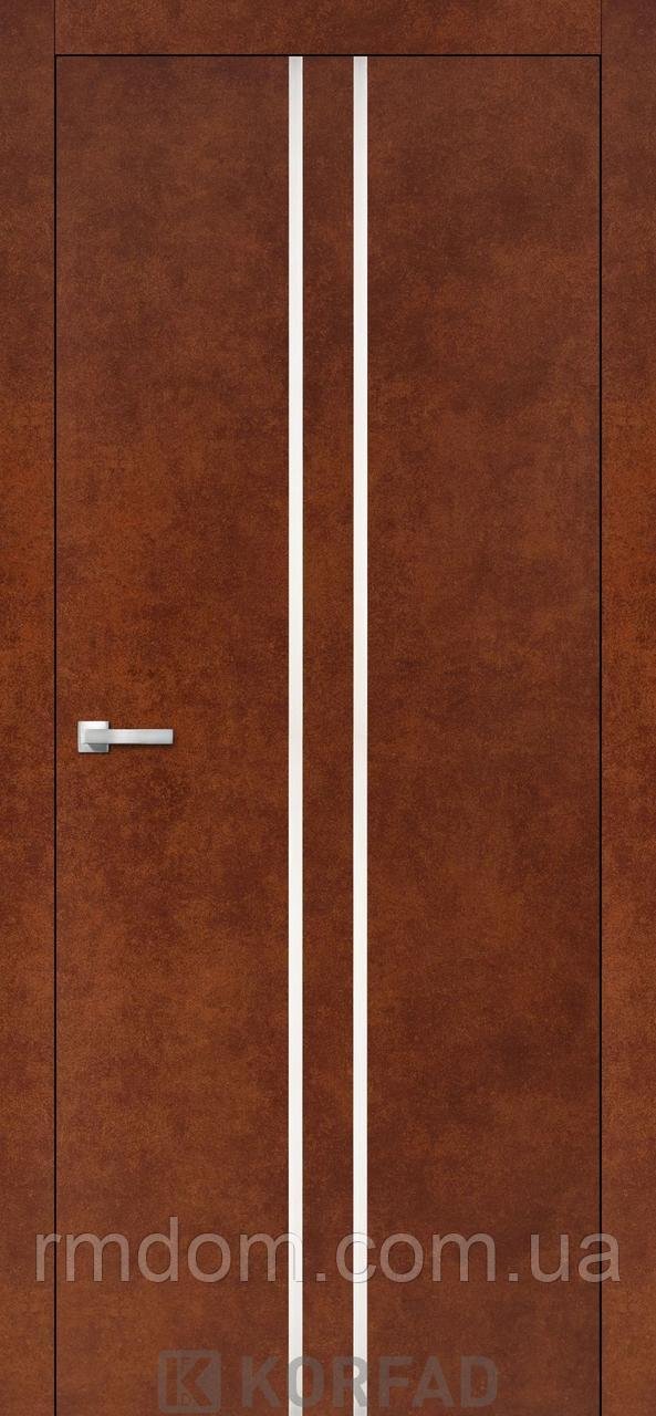 Міжкімнатні двері Korfad Aluminium Loft Plato-02, Сталь кортен, Бронзовий, У колір полотна