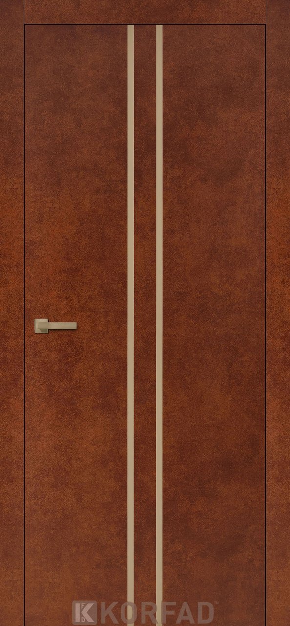 Міжкімнатні двері Korfad Aluminium Loft Plato-02, Сталь кортен, Бронзовий, У колір полотна, Сталь кортен