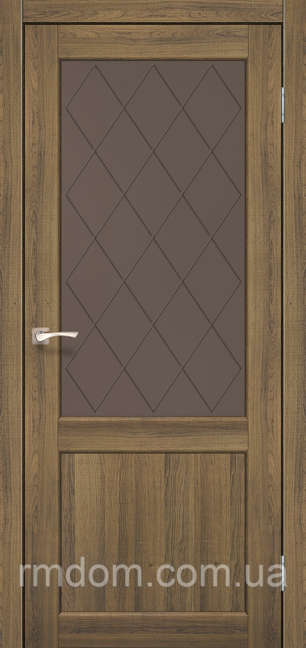 Міжкімнатні двері Korfad Classico-01, Дуб браш, Сатин білий, Дуб браш