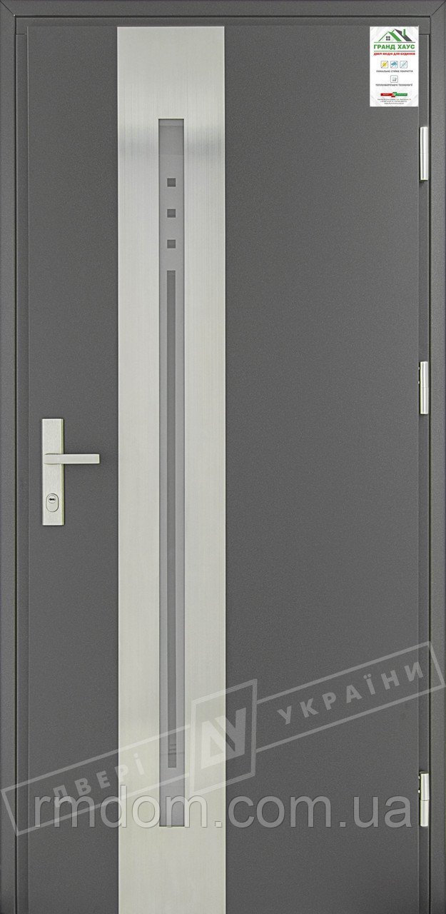 Входные двери ТМ Двери Украины серия GRAND HOUSE 73 mm защитная ручка на планке модель № 4