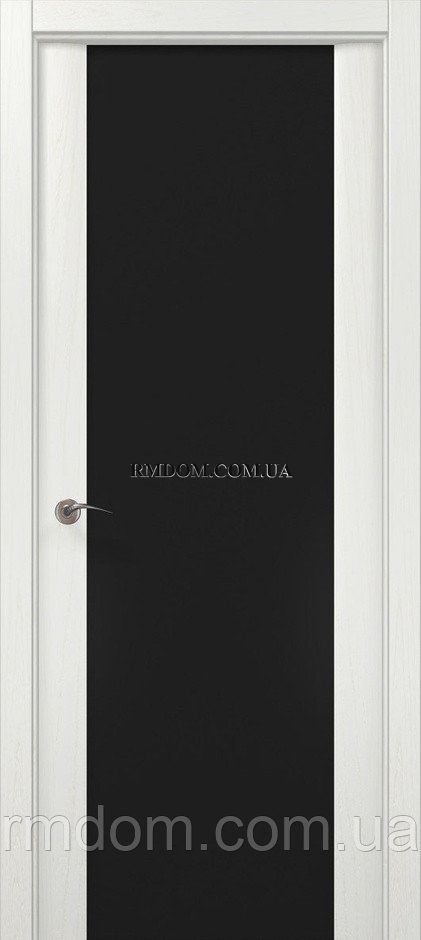 Міжкімнатні двері Папа Карло Millenium ML 05, триплекс чорний, Ясен білий, Чорний, Ясен білий