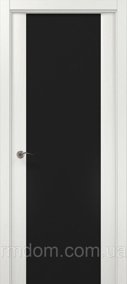 Міжкімнатні двері Папа Карло Millenium ML 05, триплекс чорний, Ясен білий, Чорний, Ясен білий