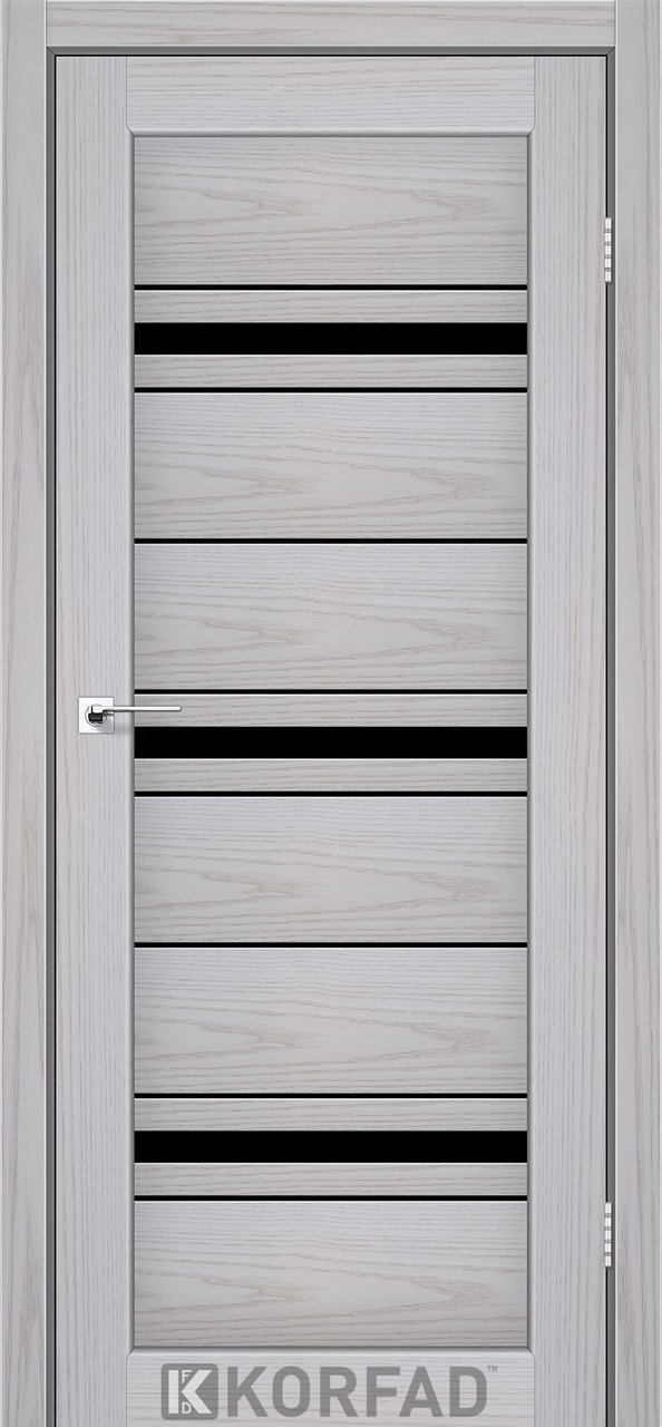Міжкімнатні двері Korfad модель Florence FL-02, Сіра модрина, Чорний, У колір полотна, Сіра модрина