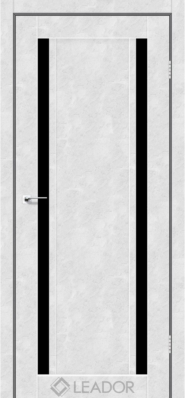 Міжкімнатні двері Leador модель Catania, Бетон білий, Сатин білий, Бетон білий