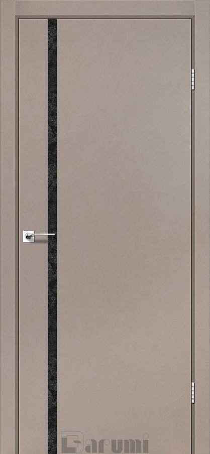 Міжкімнатні двері Darumi модель Plato Line PTL-02, Сірий краст, Чорний, У колір полотна, Сірий краст