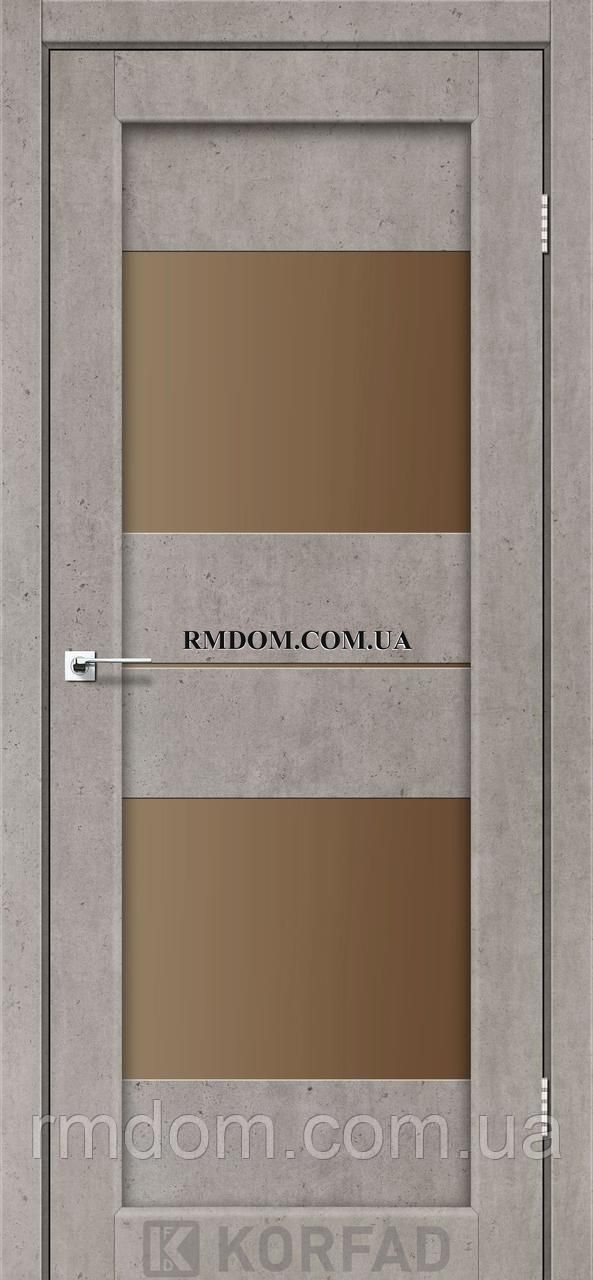 Міжкімнатні двері Korfad модель Parma PM-02, Лайт бетон, Бронзовий, Лайт бетон