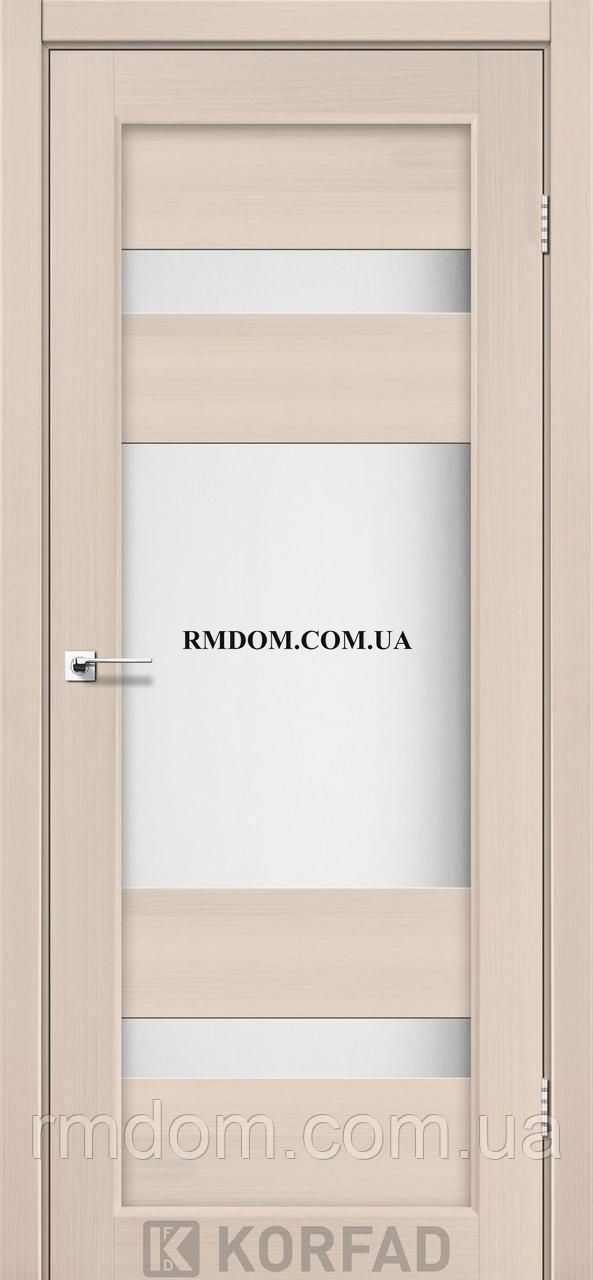Міжкімнатні двері Korfad модель Parma PM-01, Дуб білений, Сатин білий, Дуб білений