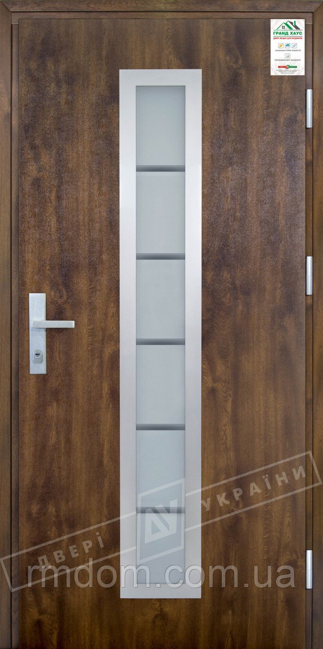 Входные двери ТМ Двери Украины серия GRAND HOUSE 73 mm защитная ручка на планке модель № 1