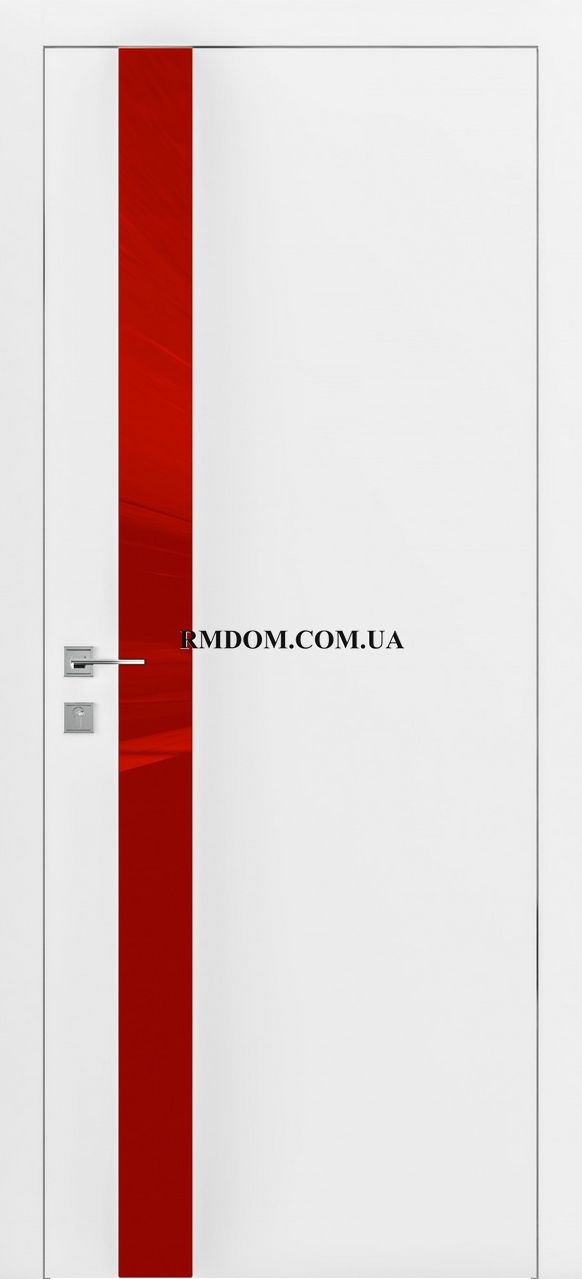 Міжкімнатні двері Rodos колекція Loft модель Berta V, Білий матовий, Червоний, Білий матовий