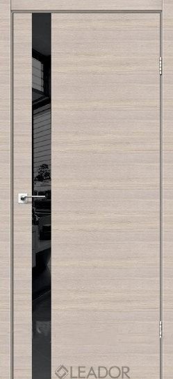 Міжкімнатні двері Leador модель Asti Glass, Монблан, Чорний, У колір полотна, Монблан