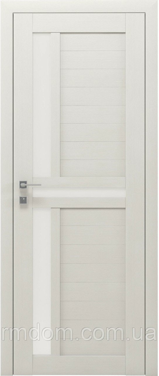 Міжкімнатні двері Rodos колекція Modern модель Alfa напівскло, Сосна крем, Сатин білий