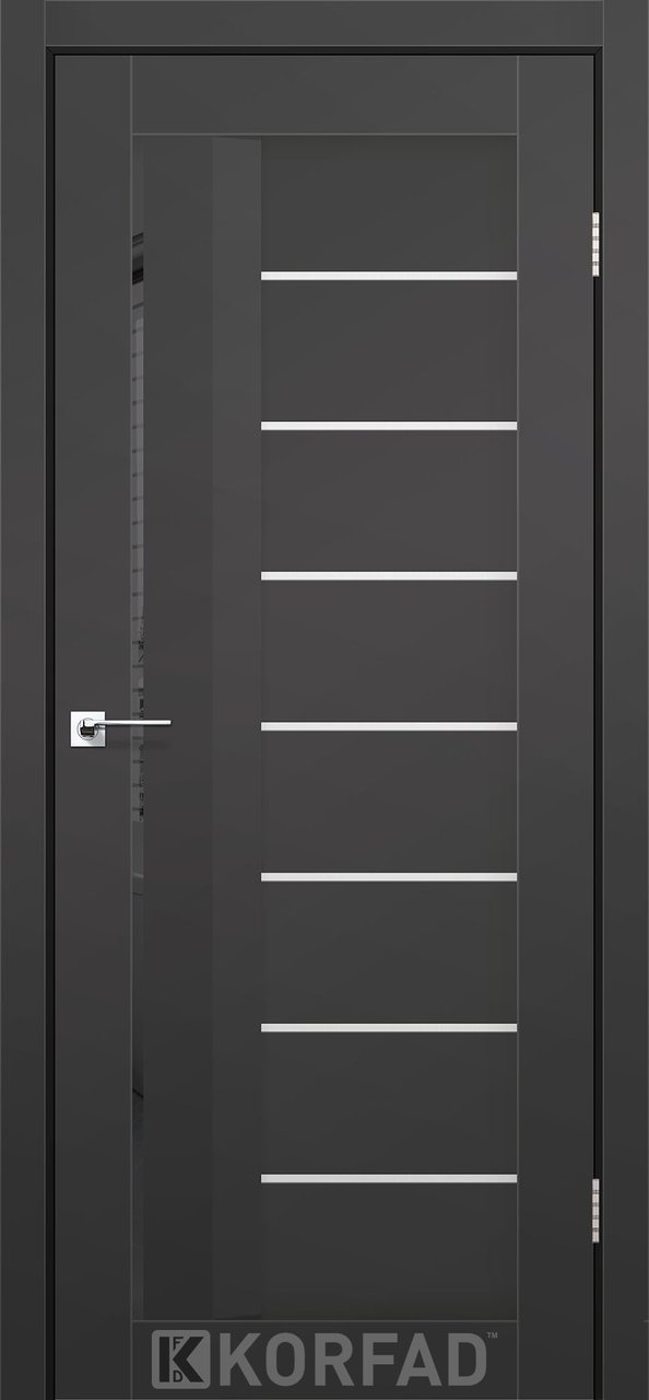 Міжкімнатні двері Korfad модель Aliano AL-03, Super PET антрацит, Сатин білий, У колір полотна, Super PET антрацит