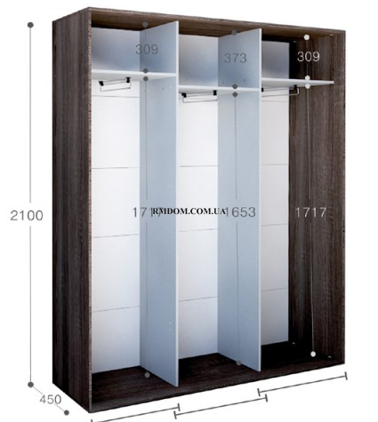 Шафа-купе Braun, Top 3, 2100*1700*450, Сірий шифер, Сірий шифер, Художній друк