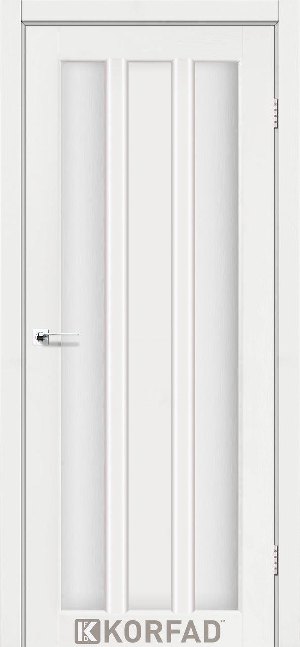 Міжкімнатні двері Korfad колекція Napoli модель NP-01, Ясен білий, Сатин білий, Ясен білий