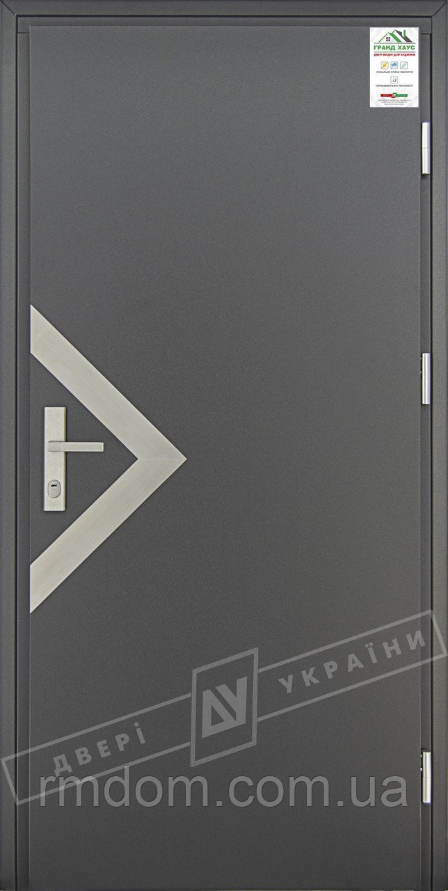 Вхідні двері ТМ Двері України серія GRAND HOUSE 73 mm захисна ручка на планці модель № 6