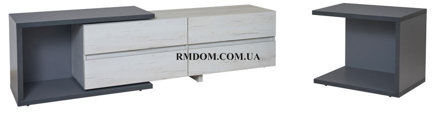 Тумба ТВ3 Комфі, Сірий шифер, Дуб крафт білий, Сірий шифер