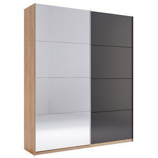 Шафа-купе Луна з дзеркалом, 2,0*2,4, Мат лава, Дзеркало, Мат лава, Дуб крафт