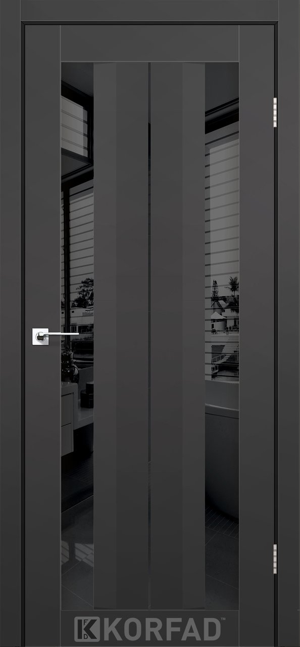 Міжкімнатні двері Korfad модель Aliano AL-01, Super PET антрацит, Чорний