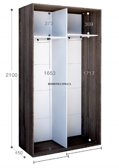 Шафа-купе Braun, Top 2, 2100*1300*450, Дуб сонома, Дуб сонома, Дуб сонома