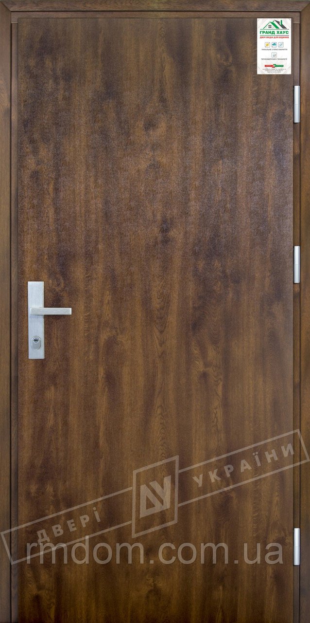 Вхідні двері ТМ Двері України серія GRAND HOUSE 73 mm захисна ручка на планці модель Флеш