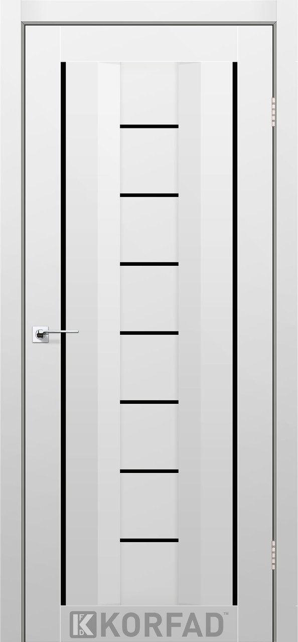 Міжкімнатні двері Korfad модель Aliano AL-04, Super PET сірий, Чорний, У колір полотна, Super PET сірий