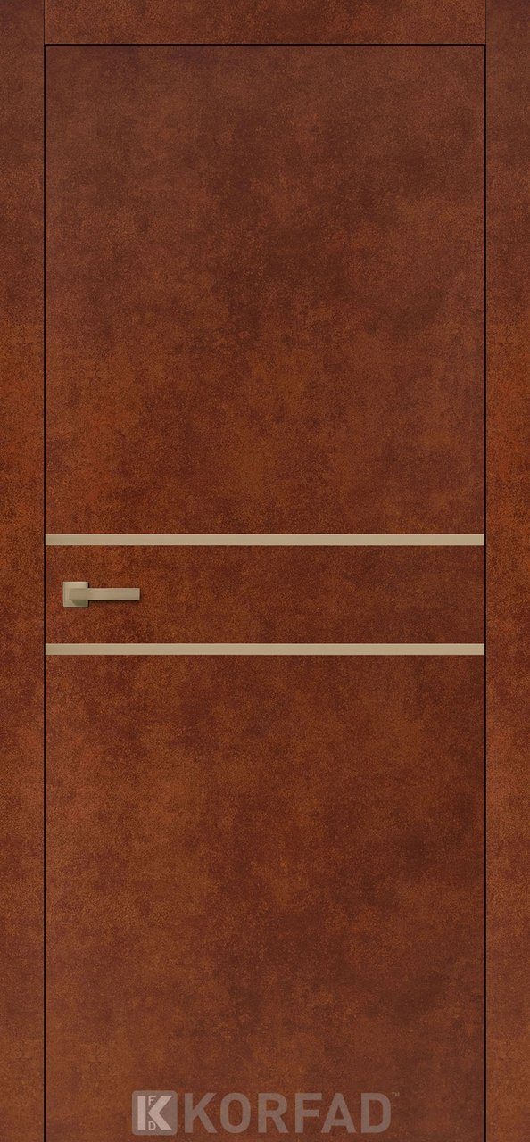 Міжкімнатні двері Korfad Aluminium Loft Plato-03, Сталь кортен, Бронзовий, У колір полотна, Сталь кортен
