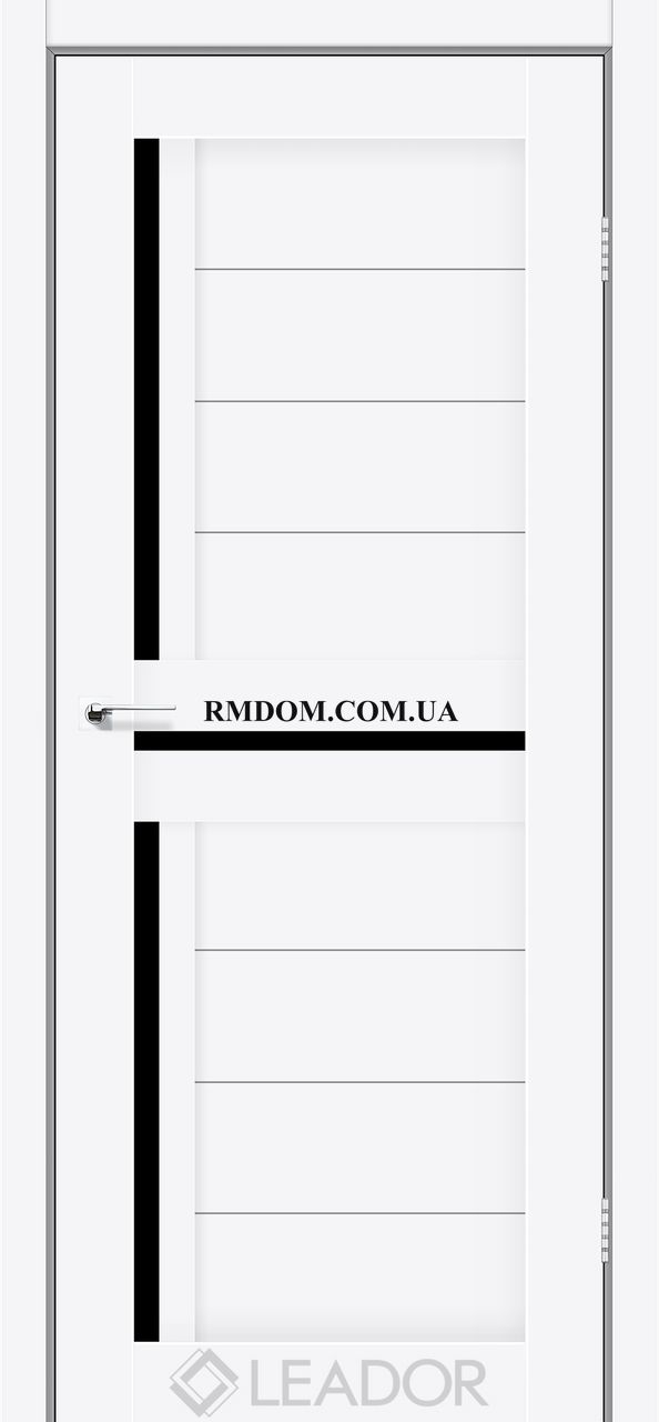 Міжкімнатні двері Leador модель Lazio, Білий матовий, Чорний, Білий матовий