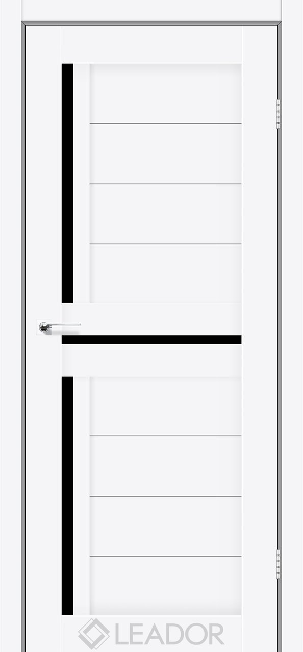 Міжкімнатні двері Leador модель Lazio, Білий матовий, Чорний, Білий матовий