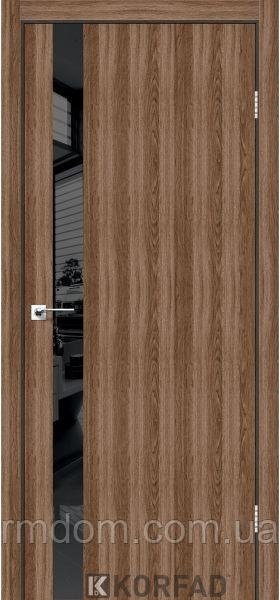 Міжкімнатні двері Korfad модель Glass Loft Plato-02, Дуб грей, Чорний, У колір полотна