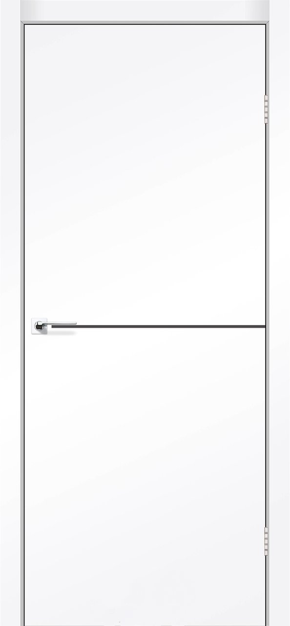 Міжкімнатні двері Darumi модель Plato Line PTL-03, Білий матовий, Чорний, У колір полотна, Білий матовий