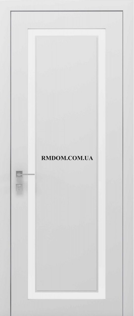 Міжкімнатні двері Rodos колекція Cortes модель Venezia зі склом, Білий матовий, Сатин білий, Білий матовий