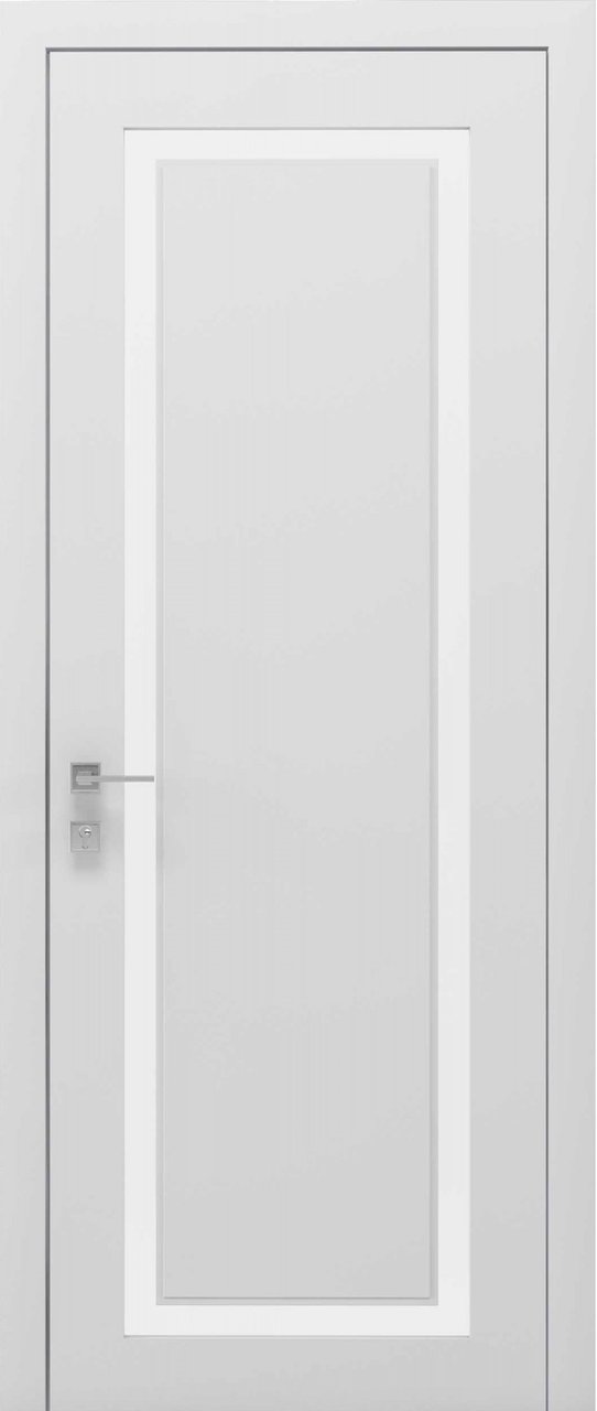 Міжкімнатні двері Rodos колекція Cortes модель Venezia зі склом, Білий матовий, Сатин білий