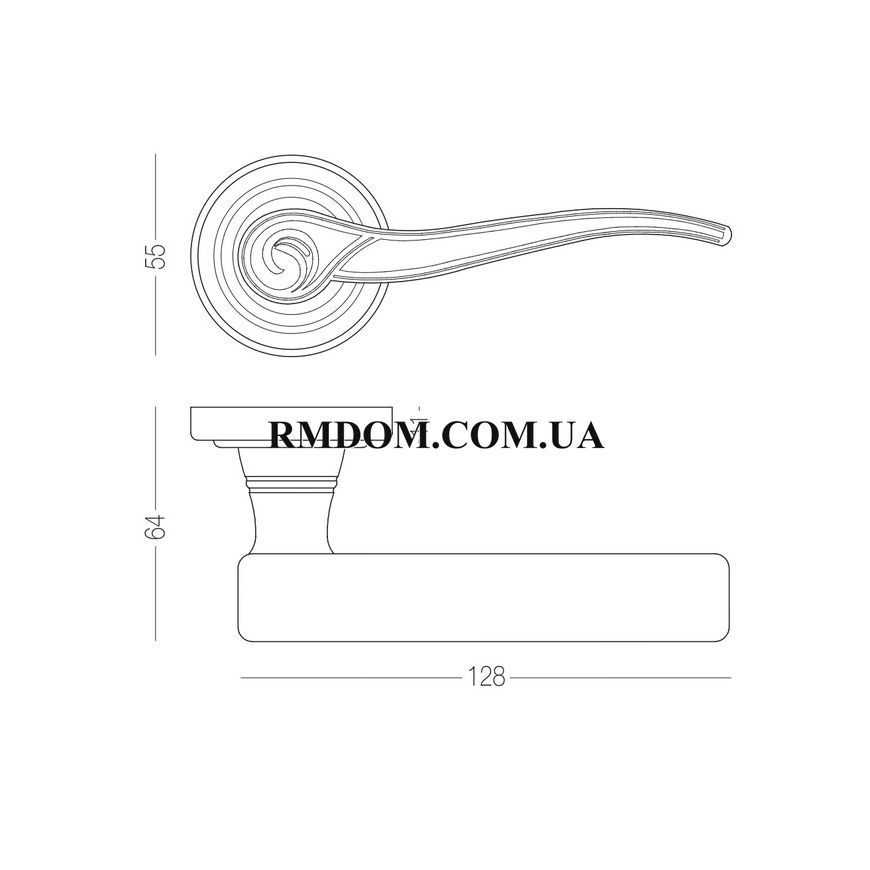 Дверна ручка Linde модель А-2012, Матова бронза, У колір ручки