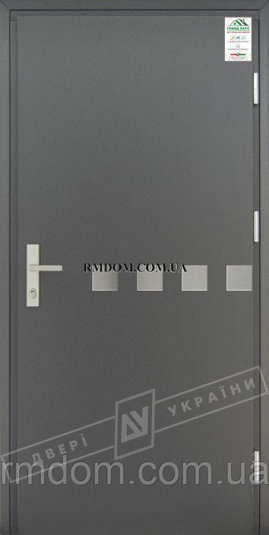 Вхідні двері ТМ Двері України серія GRAND HOUSE 73 mm захисна ручка на планці модель № 10